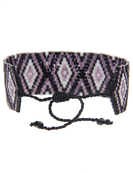 -70% SALE Leslii Armband Web-Muster Raute in Schwarz Lila Begrenzte Freigabe