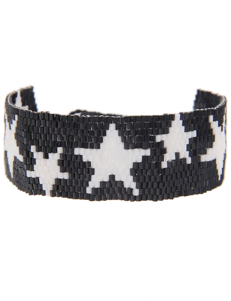 -70% SALELeslii Armband Web-Muster Sterne in Schwarz Weiß Letzte 3 Tage