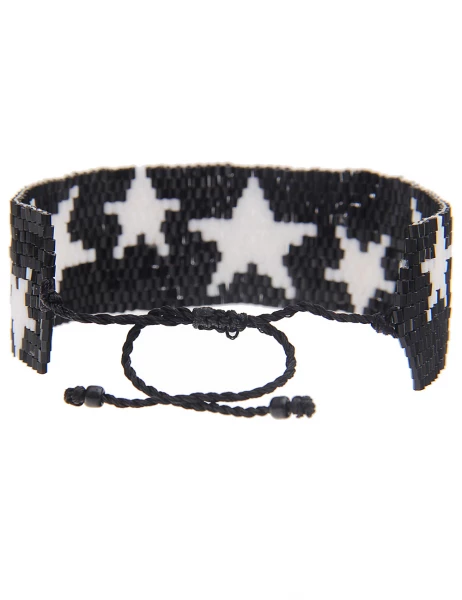 -70% SALELeslii Armband Web-Muster Sterne in Schwarz Weiß Letzte 3 Tage