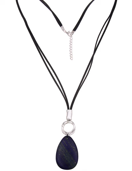 -50% SALE Leslii Lange Halskette Naturstein in Schwarz Blau Zeitbegrenzte Promotion
