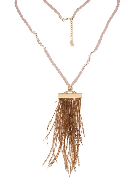 -50% SALE Leslii Lange Halskette Statement-Federn in Braun Super Rabatt
