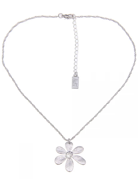 -50% SALE Leslii Kurze Halskette Glitzer-Blüte in Silber 50% Rabatt mit kostenlosem Versand