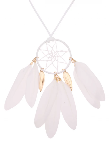 -50% SALE Leslii Lange Halskette Traumfänger in Weiß Gold Outlet