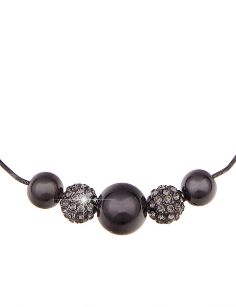 -50% SALE Leslii Kurze Halskette Glitzer Kugeln in Schwarz Grau Auslauf