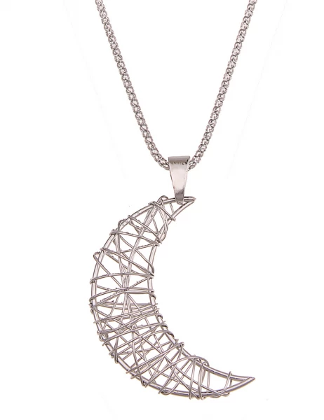 -50% SALE Leslii Lange Halskette Halbmond in Silber Angebote