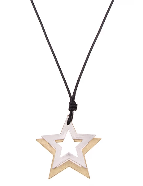 -50% SALE Leslii Lange Halskette Bicolor Sterne in Gold Silber im Angebot