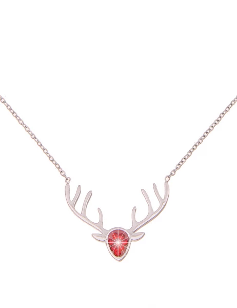 -50% SALE Leslii Damen-Kette Hirsch-Geweih Trachten-Collier Oktoberfest Dirndl-Kette Wiesn Silber Ro Großer Ausverkauf