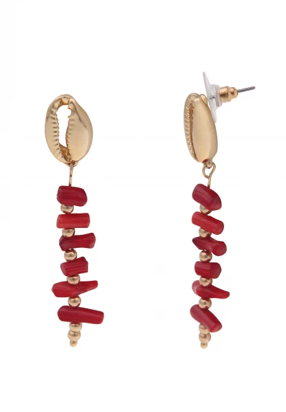 -50% SALE Leslii Ohrringe Ohrhänger Marisol Muschel in Gold Rot Bis zu 50% Rabatt