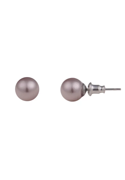 Leslii Damen-Ohrringe Gloria hellbraune Perlen-Ohrringe Ohrstecker Modeschmuck Braun