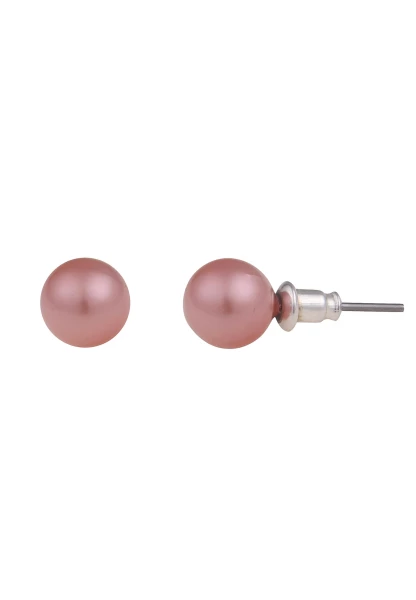 Leslii Damen-Ohrringe Cynthia rosane Perlen-Ohrringe Ohrstecker Modeschmuck Rosa