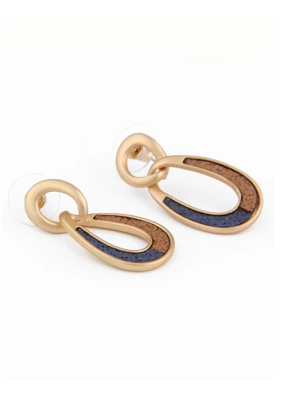 Leslii Damen-Ohrringe mit ovalem Anhänger und Steinchen Modeschmuck-Ohrringe Braun Blau Gold Zeitbegrenzte Promotion