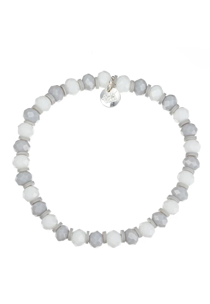 Leslii Armband Glasperlen in Weiß Grau Begrenztes Angebot