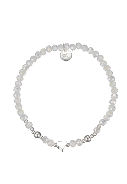 Leslii Damen-Armband Karoline Kristall Glasperlen dehnbar Weiß Kauf eins, bekomm eins gratis