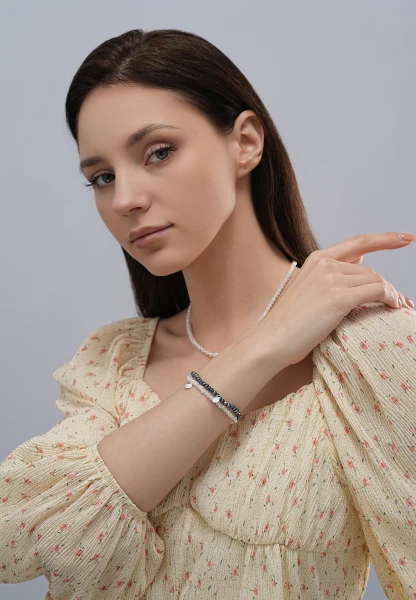 Leslii Damen-Armband Karoline Kristall Glasperlen dehnbar Weiß Kauf eins, bekomm eins gratis