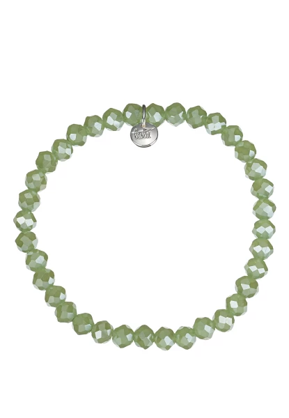 Leslii Damen-Armband Kate Kristall Glasperlen dehnbar Khaki Grün Speichern exportieren