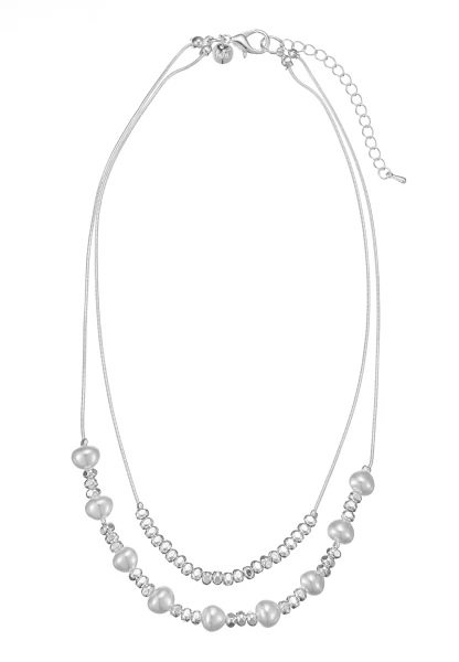 Leslii kurze Layering Kette Pearls Silber zollfrei