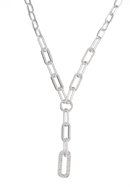 Leslii Kurze Halskette Glieder-Kette Glitzer Y-Kette in Silber Schlussverkauf