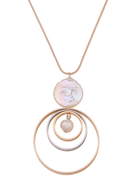Leslii Lange Kette Tricolor Ringe mit Perle Top Angebot