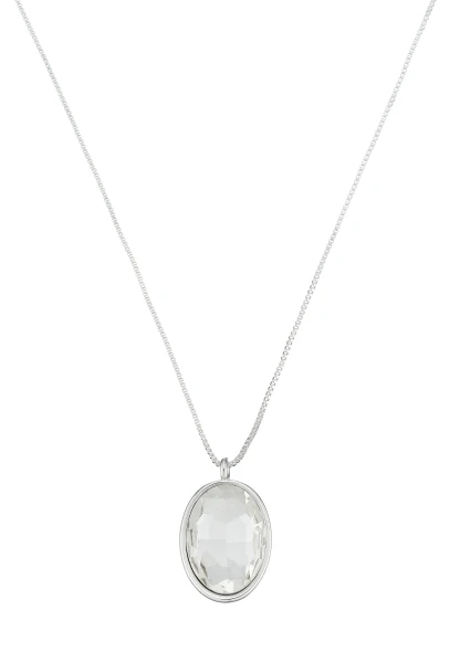 Leslii Lange Kette Oval Glasstein Silber Neueste Mode