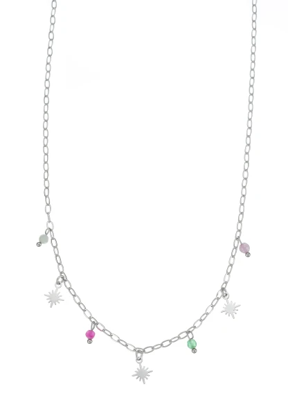 Leslii Kurze Kette Sonne Steine Silber Bunt Online Outlet