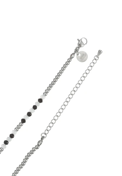 Leslii Kurze Kette Glasperlen Edelstahl Schwarz Weiß Exklusive Angebote