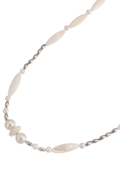 Leslii Kurze Kette Premium Collier Perlen Herz Collier in Weiß Silber Wochenangebot