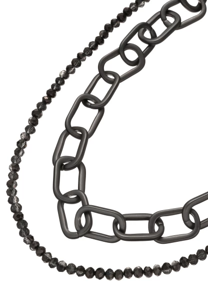 Leslii Layering Glieder-Kette Glasperlen Schwarz Letzte 3 Tage