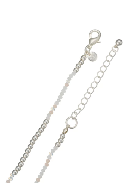 Leslii Lange Halskette Herz Glasperlen Weiß Silber Discount Store für neue Produkte