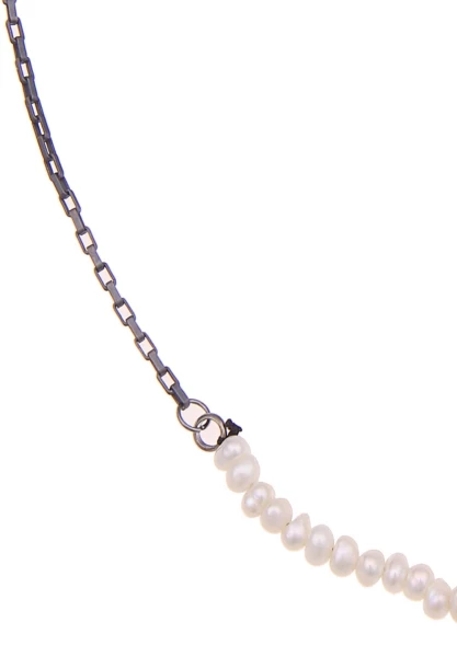 Leslii Damen-Kette Little Pearls Süßwasser-Zuchtperlen Perlen-Kette Collier Schwarz Weiß Fabrikladen