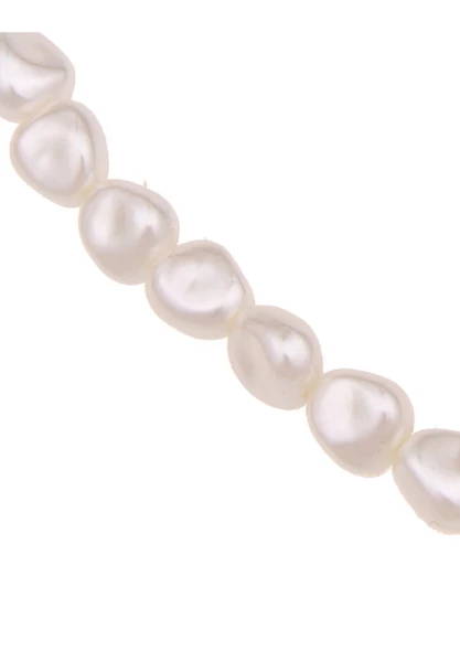 Leslii Damen-Kette Doreen Glieder-Kette Perlen kurze Halskette Modeschmuck-Kette Collier Silber Weiß Begrenzt auf 3 Tage