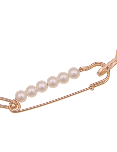 -50% SALE Leslii Kurze Halskette Sicherheitsnadel Perlen in Gold Weiß 50% Rabatt für begrenzte Zeit