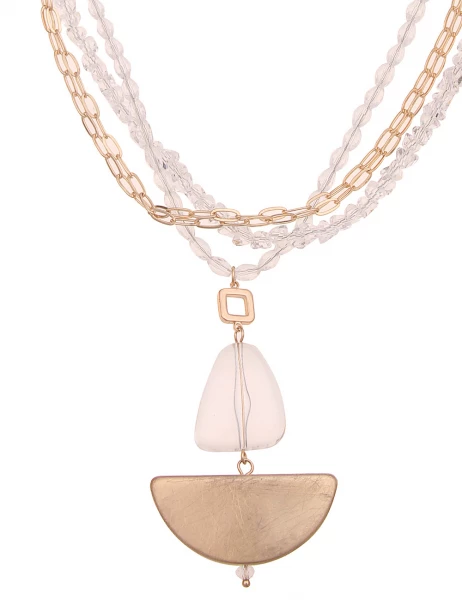 -50% SALE Leslii Lange Halskette Layering Carmen in Gold Weiß Online