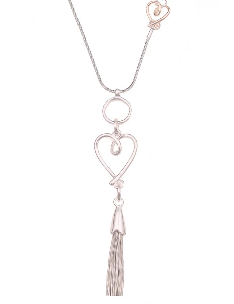 -50% SALE Leslii Lange Halskette Bicolor Herzen in Silber Rosé Verkauf