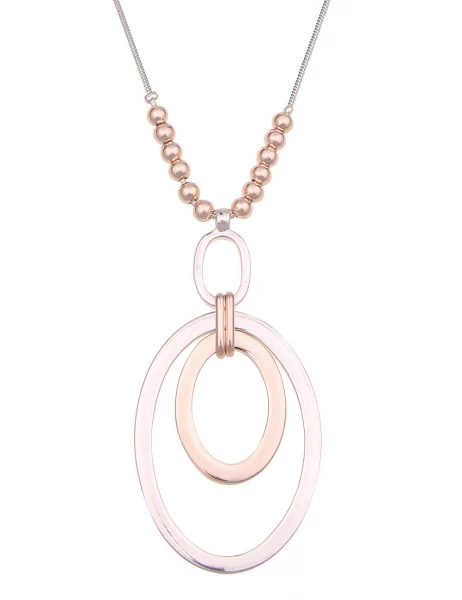 -50% SALE Leslii Lange Halskette Bicolor Ovale in Silber Rosé Angebote