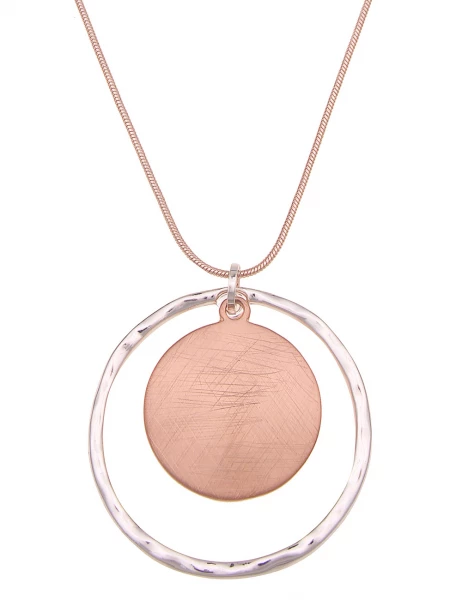 -50% SALE Leslii Damen-Kette Bicolor Ring-Anhänger Schlangen-Kette lange Modeschmuck-Kette Silber R Hotsell