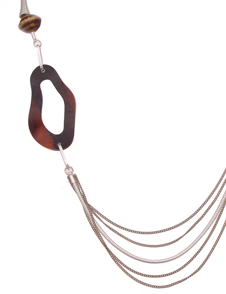 -50% SALE Leslii Lange Halskette Modern Swing in Braun Silber im Angebot
