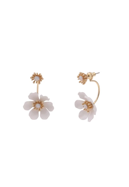 -50% SALE Leslii Ohrringe Ohrstecker Statement Blüte Gold Weiß Fabrik Onlineshop
