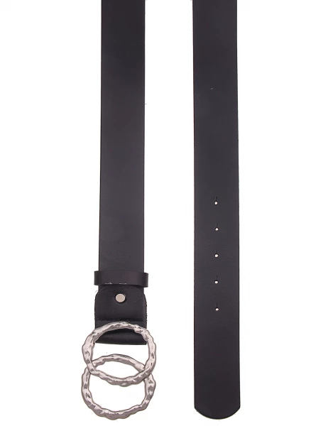 -50% SALE! Leslii Damen-Gürtel Basic echter Leder-Gürtel Doppel Ring Schwarz Silber Online Shopping