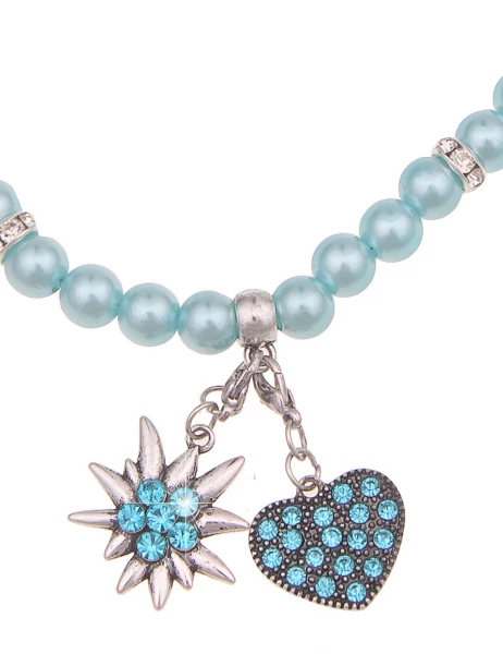 -50% SALE Leslii Damen-Kette Heidi Edelweiß Herz-Kette Dirndl Oktoberfest kurze Kette Modeschmuck Bl Black Friday