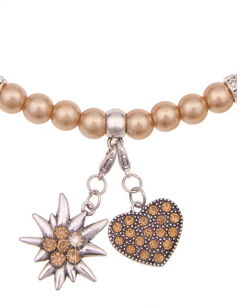 -50% SALE Leslii Damen-Kette Heidi Edelweiß Herz Dirndl Oktoberfest kurze Kette Modeschmuck Braun Valentinstagsangebot