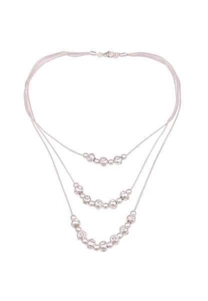 -50% SALE Leslii Kurze Halskette Statement Collier in Silber Weiß Exklusive Angebote