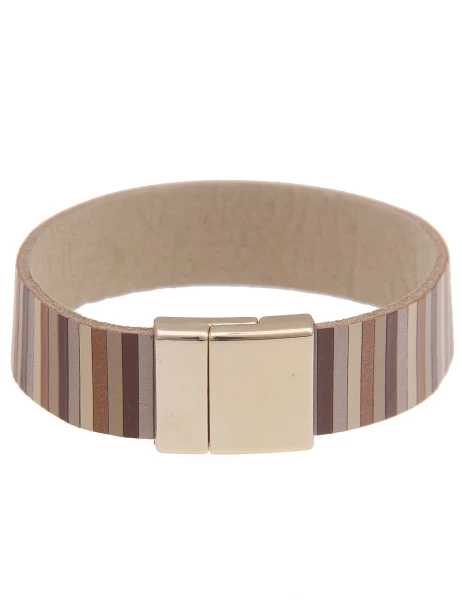 Leslii Armband Statement Streifen-Muster in Braun Gold Bestseller