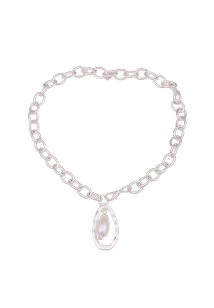 -50% SALE Leslii Kurze Halskette Jana Glieder-Kette Perle in Silber Weiß Bis zu 65% Rabatt