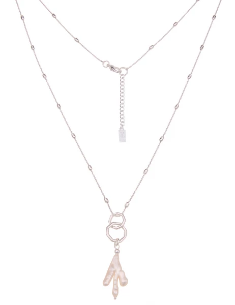-50% SALE Leslii Lange Halskette Muschel Stück in Silber Weiß Sonderangebot der Fabrik
