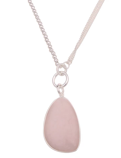 -50% SALE Leslii Lange Halskette Statement Naturstein in Silber Rosa Discount Store für neue Produkte
