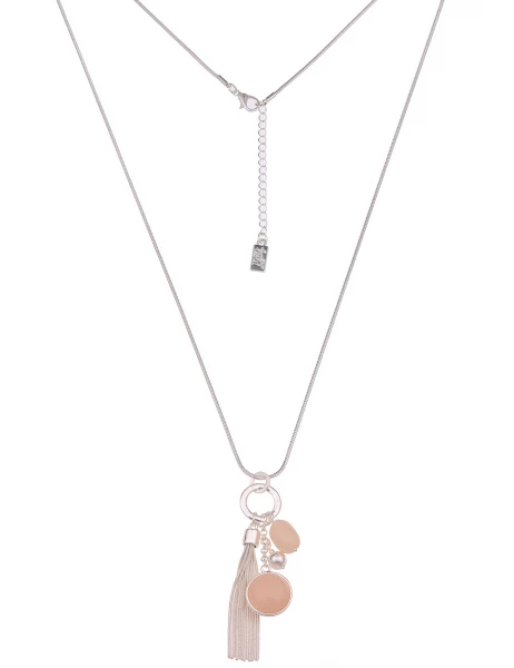 -50% SALE Leslii Lange Halskette Glanz Statement in Silber Beige Super Rabatt