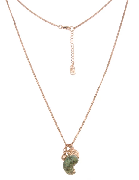 -50% SALE Leslii Lange Halskette Natur Muschel in Gold Grün Riesige Rabatte