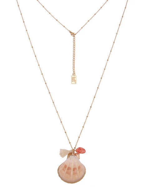 -50% SALE! Leslii Lange Halskette Muschel in Gold Pink Clearance-Verkauf