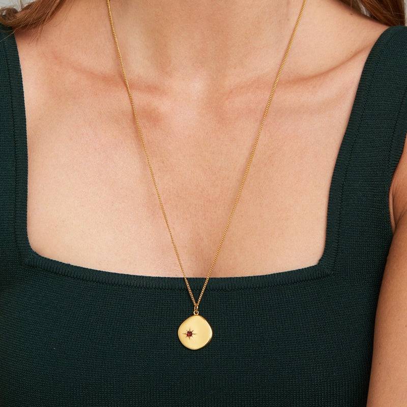 Mosuo Jewellery Geburtsstein Halskette Januar - Vermeil & Granat Discount Store für neue Produkte