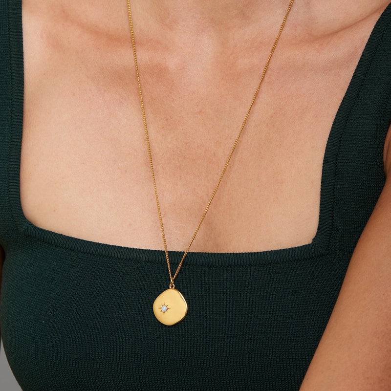 Mosuo Jewellery Geburtsstein Halskette Oktober - Vermeil & Opal Speichern exportieren